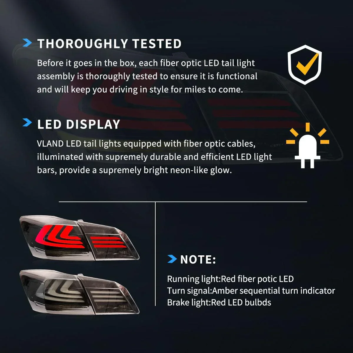 LED Tail Light Assembly With Sequential Turn Signal For 2013-2017 Honda Accord 9th Gen Sedan - Image 13