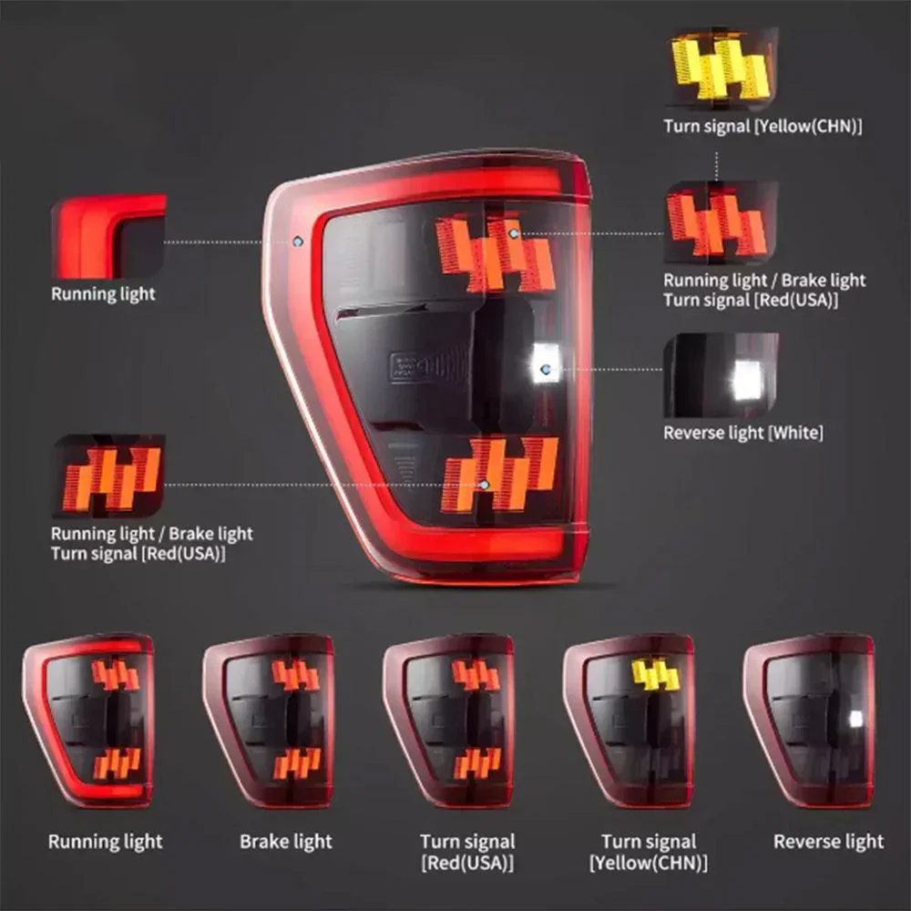 LED Tail Light Assemly with Full LED For 2021-2023 Ford F150 - Image 3
