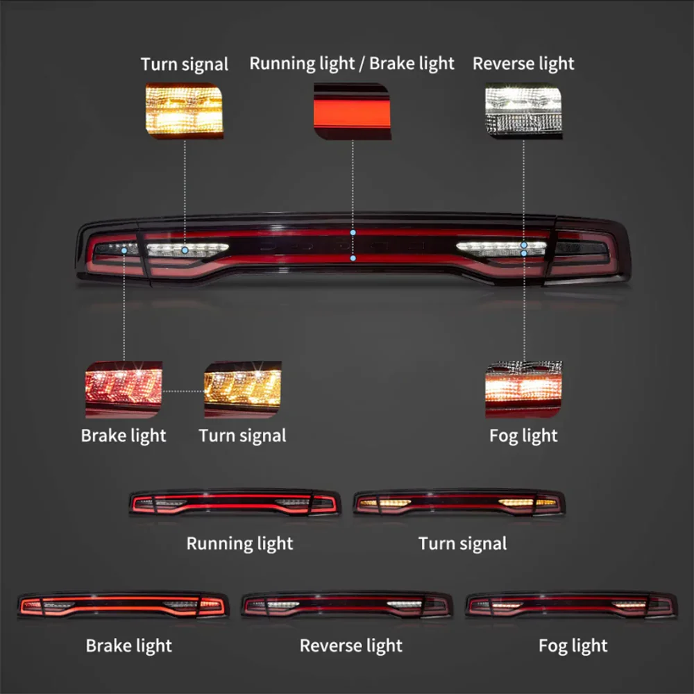 LED Tail Lights Assembly Full LED W/Start-Up Animation For 2011-2014 Dodge Charger - Image 3