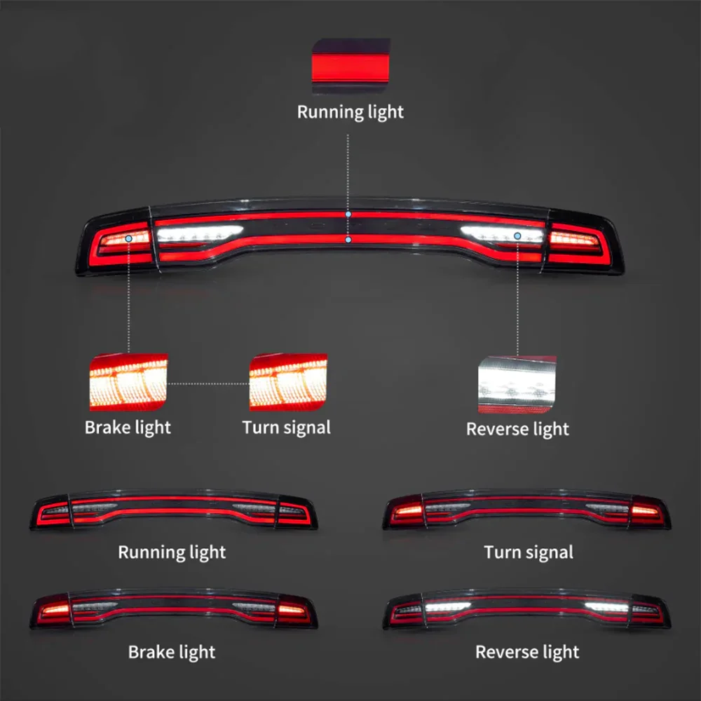 LED Tail Lights Assembly Full LED W/Start-Up Animation For 2011-2014 Dodge Charger - Image 4