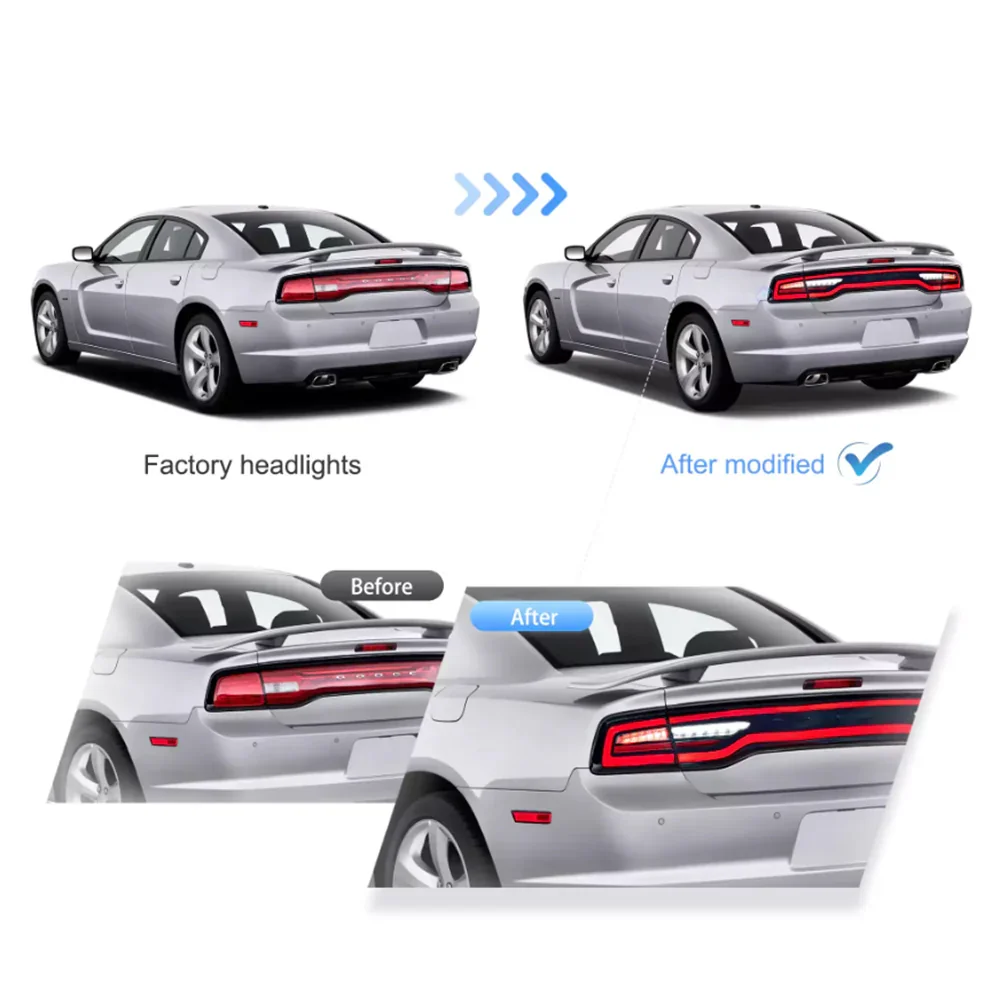 LED Tail Lights Assembly Full LED W/Start-Up Animation For 2011-2014 Dodge Charger - Image 6