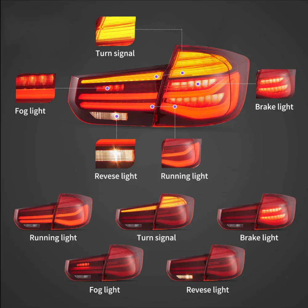 LED Tail Lights Assembly LCl-Style For 2012-2019 BMW 3 Series - Image 3