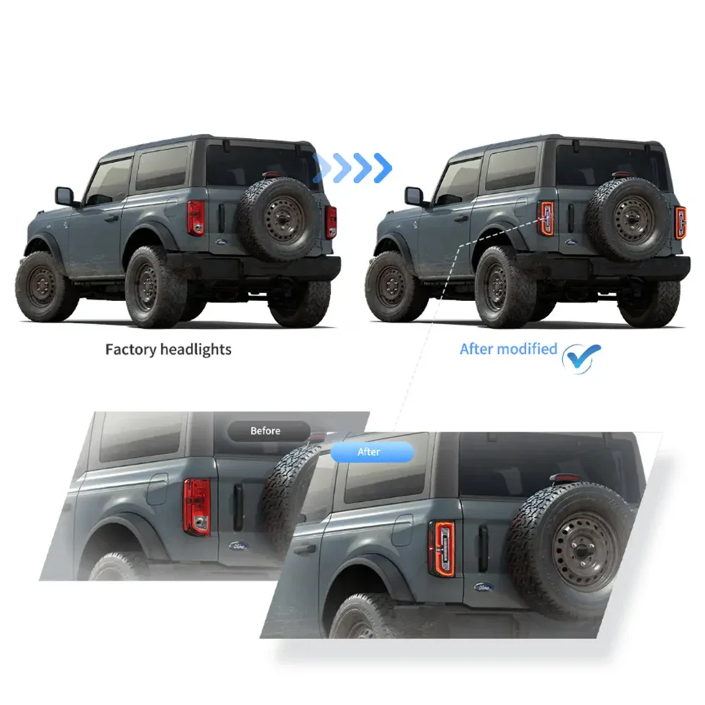 LED Tail Lights Assembly With Dynamic Welcome Lighting For 2021-2024 Ford Bronco - Image 8