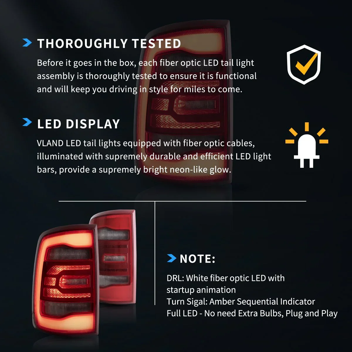 LED Tail Lights Assembly With Red Sequetial Turn Signal For 2009-2018 Dodge Ram 4th Gen (DS/DJ/D2) - Image 9