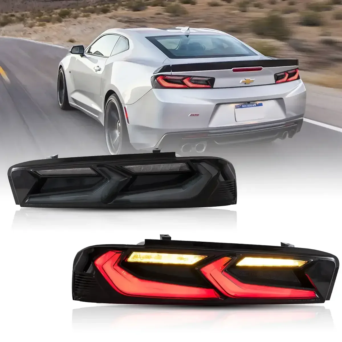 LED Tail Lights Assembly With Sequential Turn Signal With Reverse Lights For 2016-2018 Chevrolet Camaro (Fit For American Models) - Image 11