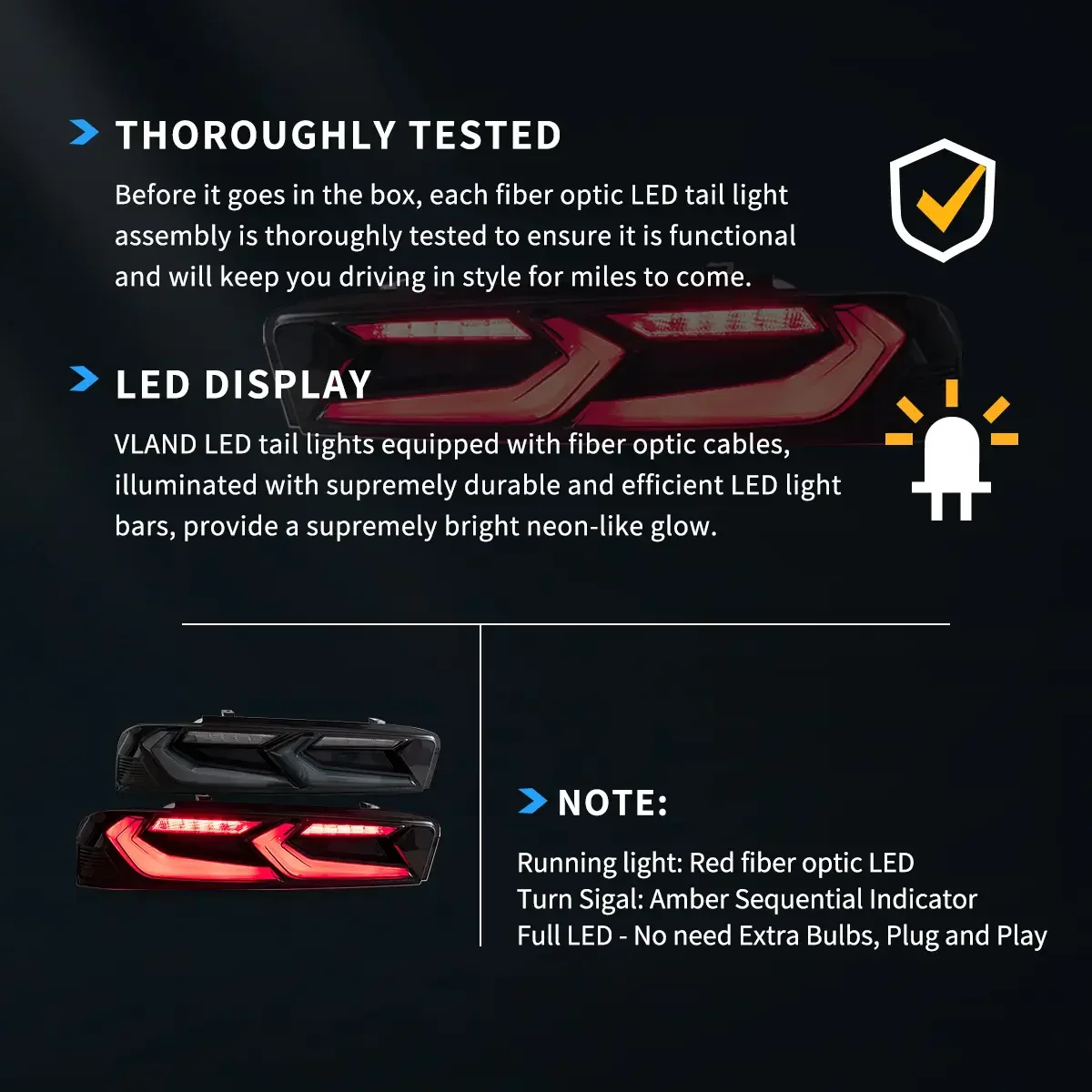 LED Tail Lights Assembly With Sequential Turn Signal With Reverse Lights For 2016-2018 Chevrolet Camaro (Fit For American Models) - Image 9