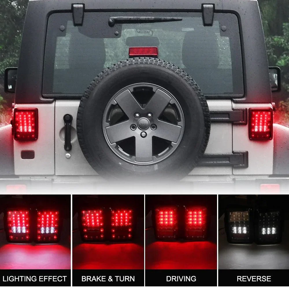 LED Tail Lights Rear Brake Turn Signal Reverse Lamp for Jeep Wrangler JK 2007-2017(American Version) - Image 3