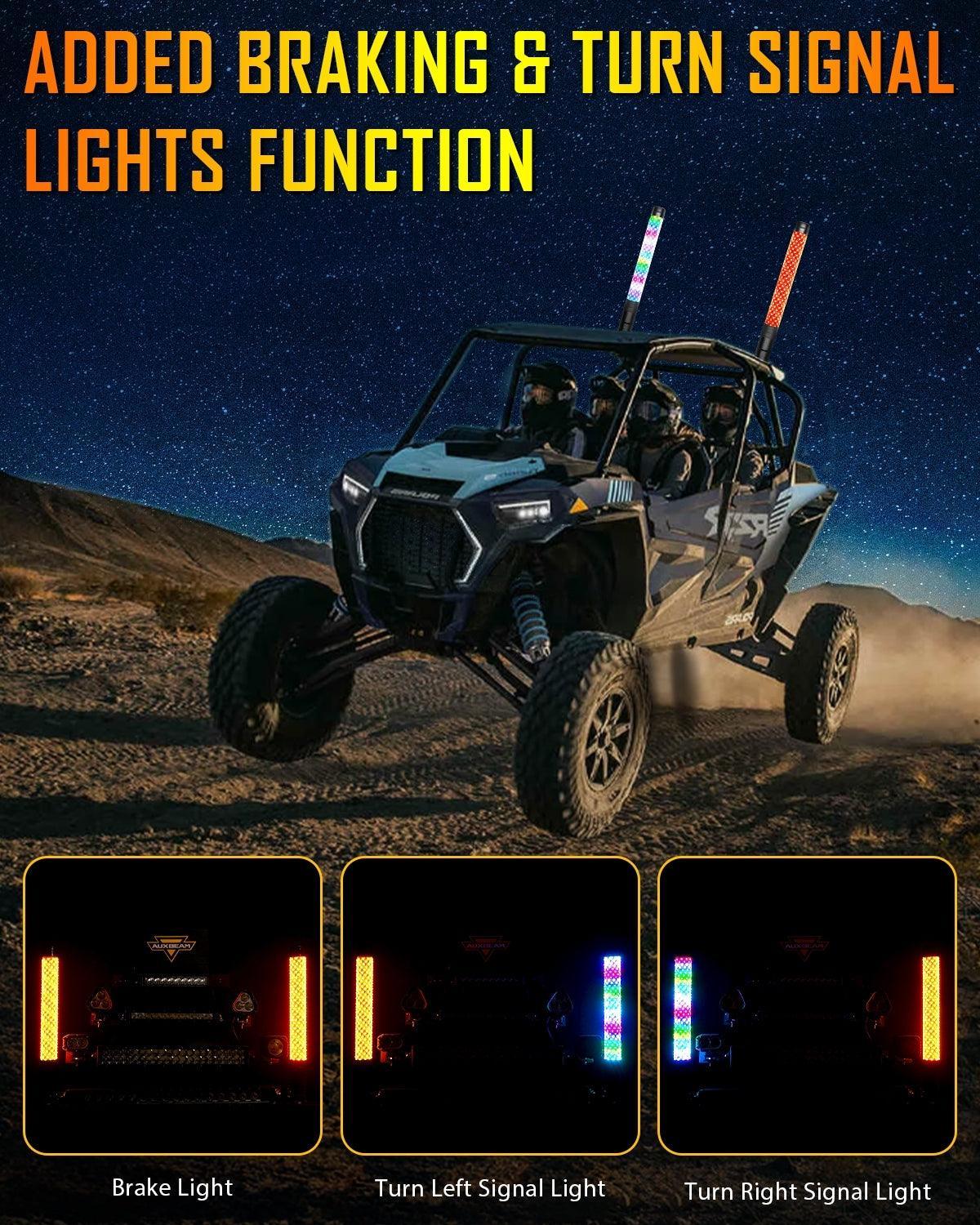 New 1.9FT LED RGB Whip Lights with Turn Signal & Brake Light, Bluetooth APP/ Remote Control - Image 6