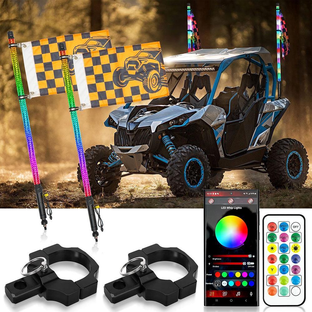 New 3.8FT LED RGB Whip Lights with Turn Signal & Brake Light, Bluetooth APP/ Remote Control - Image 9