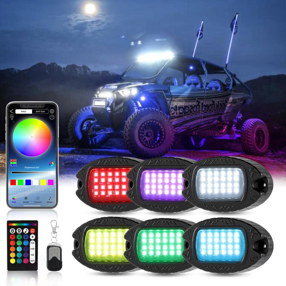 RGBW LED Rock Lights Kit with Bluetooth APP & Wireless Remote Control, Multicolor Neon Underglow Lights with Brake Light function for ATV UTV - Image 27