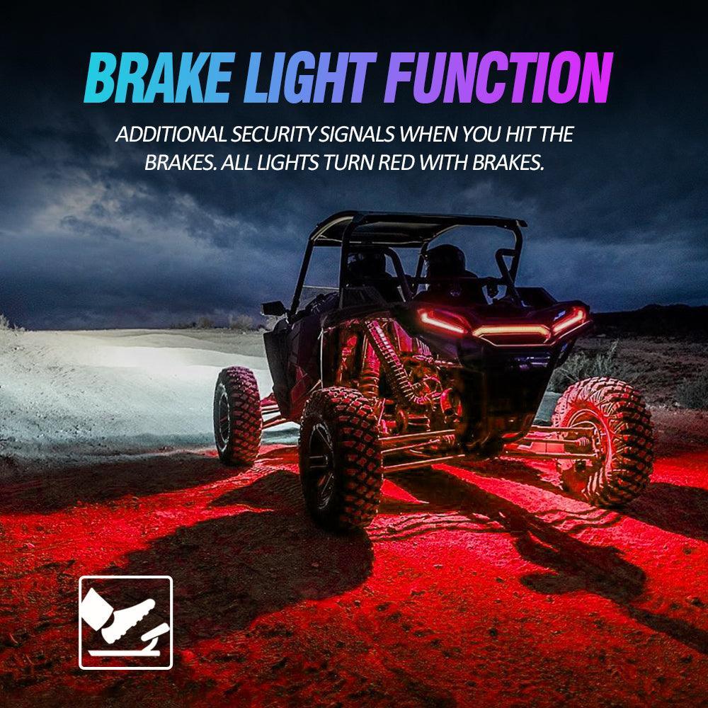 RGBW LED Rock Lights Kit with Bluetooth APP & Wireless Remote Control, Multicolor Neon Underglow Lights with Brake Light function for ATV UTV - Image 5