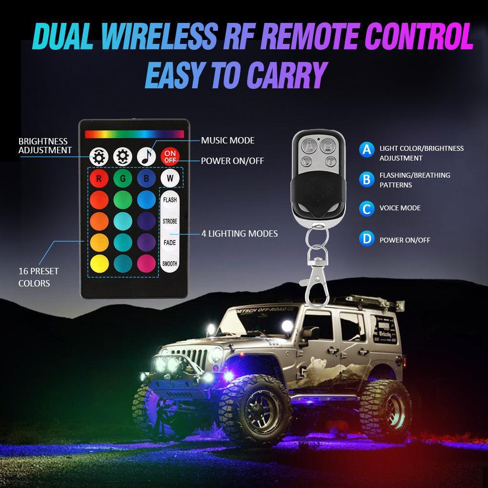 RGBW LED Rock Lights Kit with Bluetooth APP & Wireless Remote Control, Multicolor Neon Underglow Lights with Brake Light function for ATV UTV - Image 7