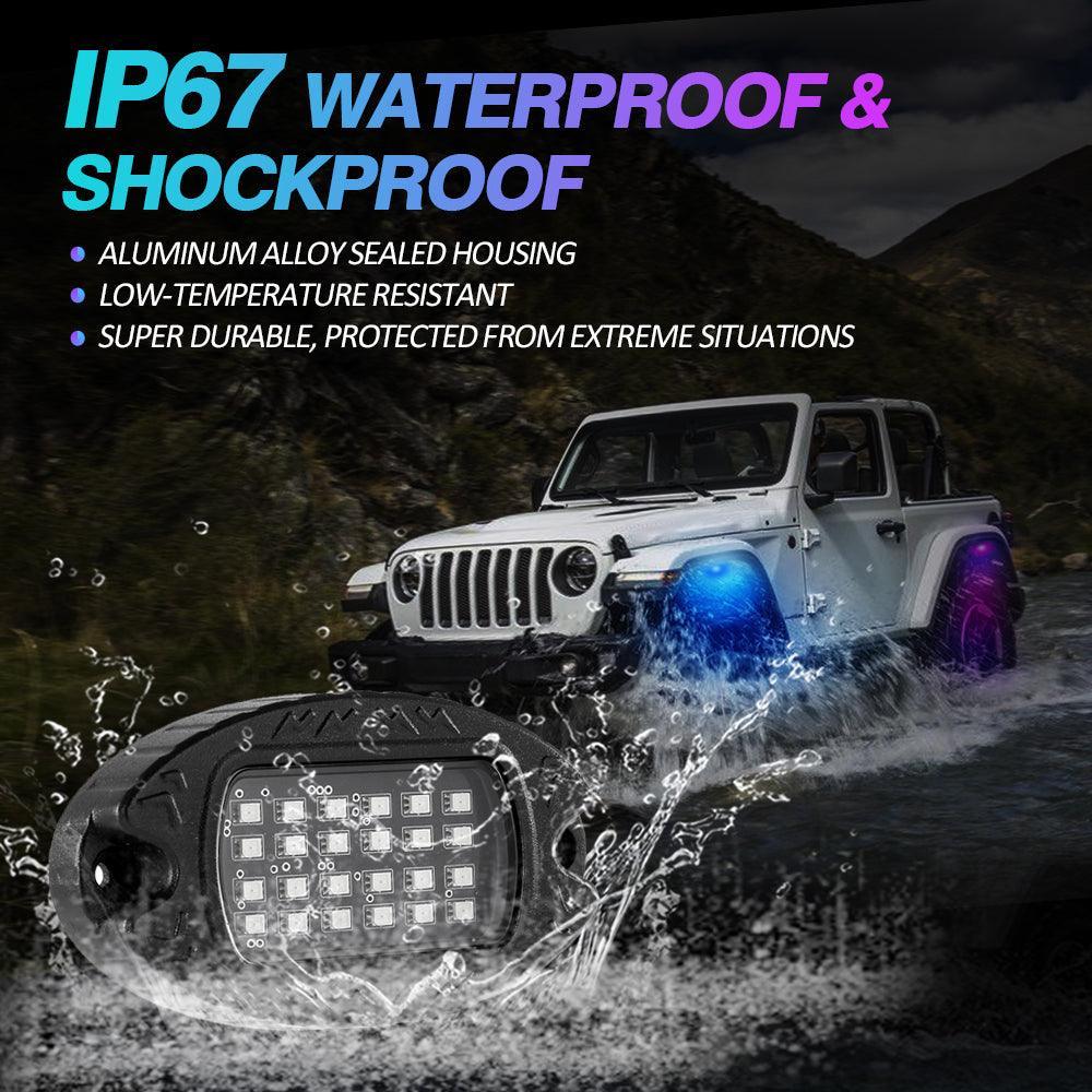 RGBW LED Rock Lights Kit with Bluetooth APP & Wireless Remote Control, Multicolor Neon Underglow Lights with Brake Light function for ATV UTV - Image 9