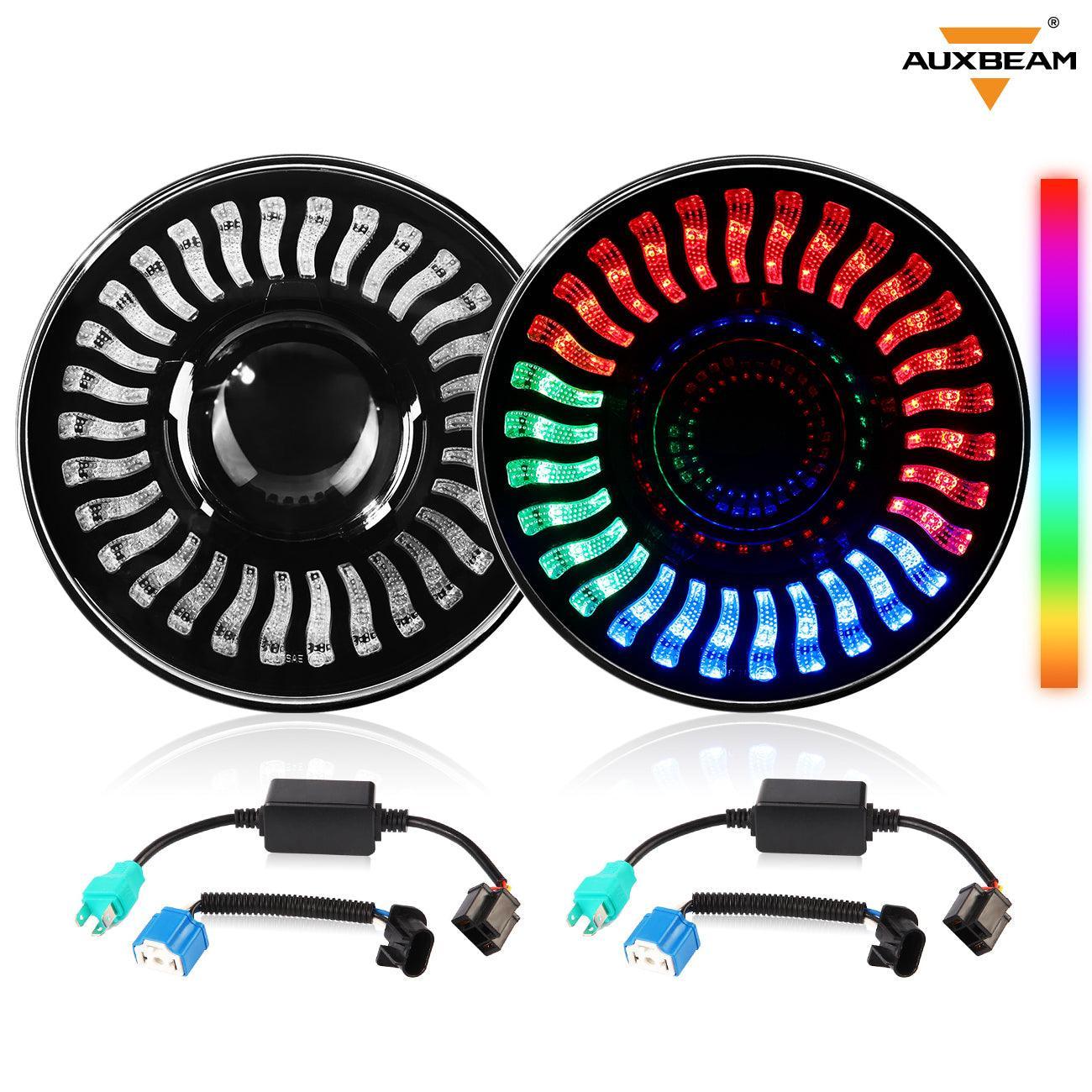 (2pcs/set) 7 inch 80W Hi-Lo Beam LED Headlight With RGB Flowing Halo Ring App Control for Jeep Wrangler JK, TJ, LJ, CJ - Image 9
