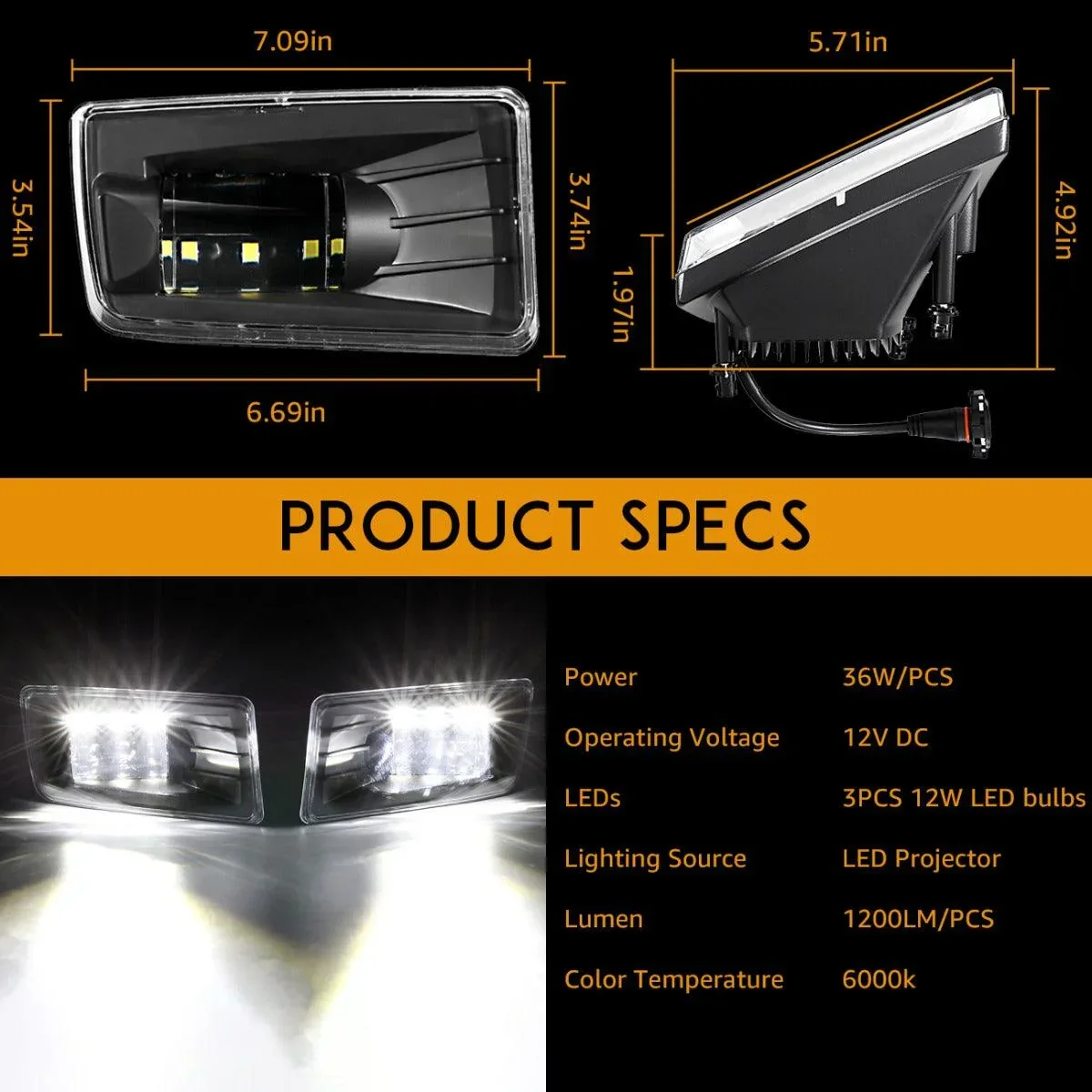 (2pcs/set) 36W Black LED Fog Lights 5202 for Chevy(Chevrolet) - Image 5