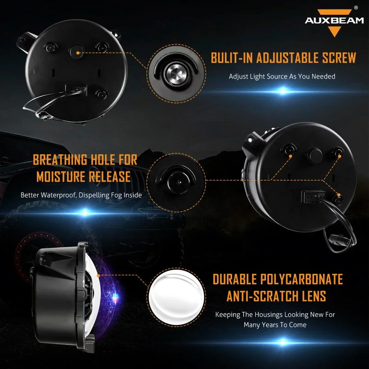 (2pcs/set) 9'' Round  100W LED light with Hi-Lo Beam & DRL for 2018-2022 Jeep Wrangler JL, 2019-2022 Gladiator JT - Image 6