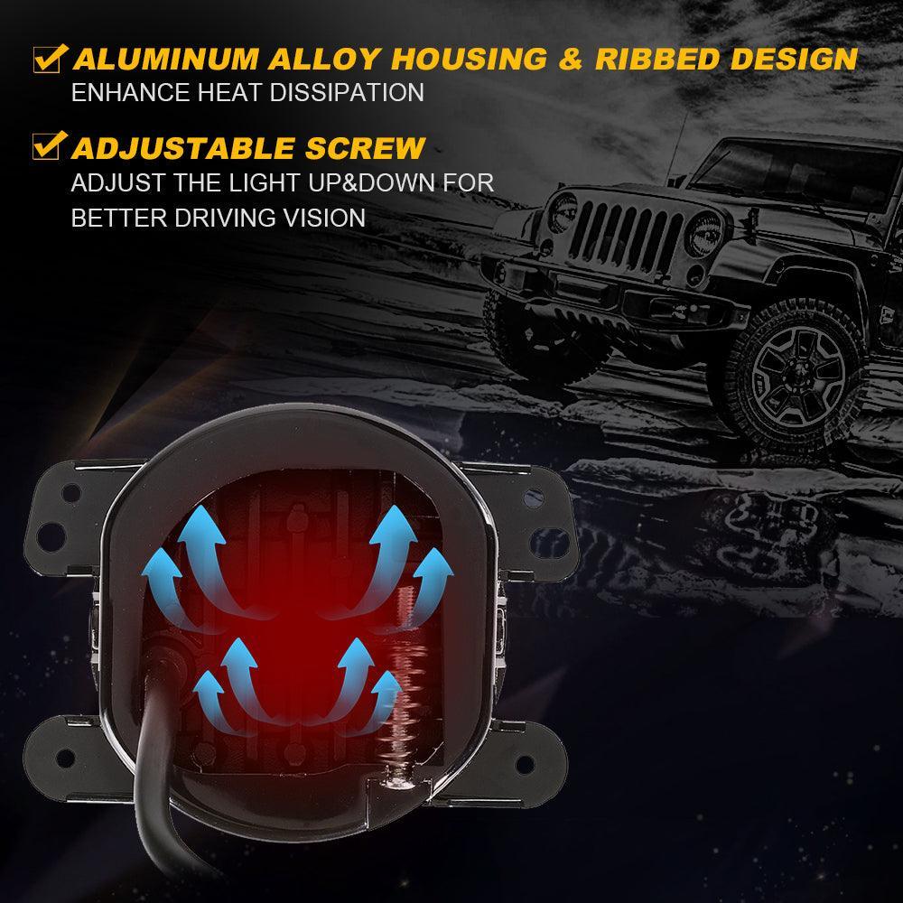 (2pcs/set) 4 Inch LED Fog Lights with DRL & Amber Turn Signal For Jeep Wrangler JK 2007-2017 Front Bumper Lamp - Image 5