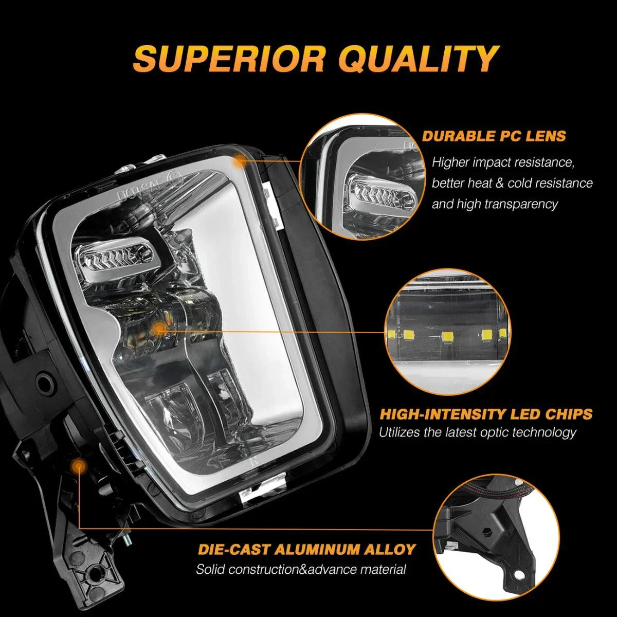 (2pcs/set) 36W LED Fog Lights for Dodge Ram 1500 2013 2014 2015 2016 2017 2018 (Chrome) - Image 3