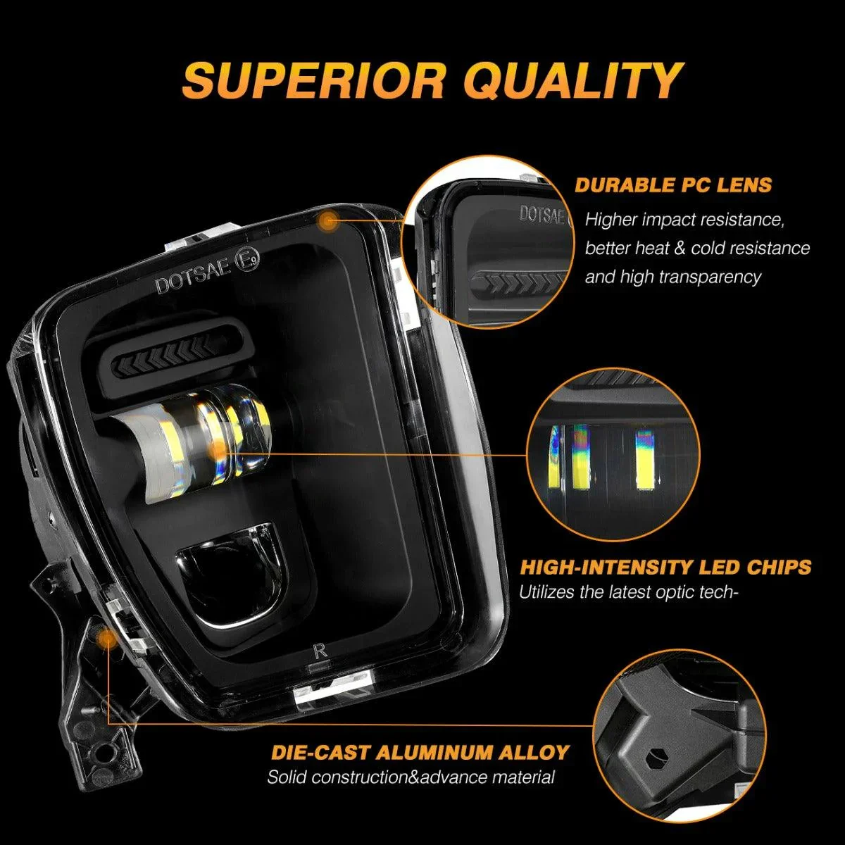 (2pcs/set) 36W LED Fog Lights for Dodge Ram 1500 2013 2014 2015 2016 2017 2018 (Black) - Image 3