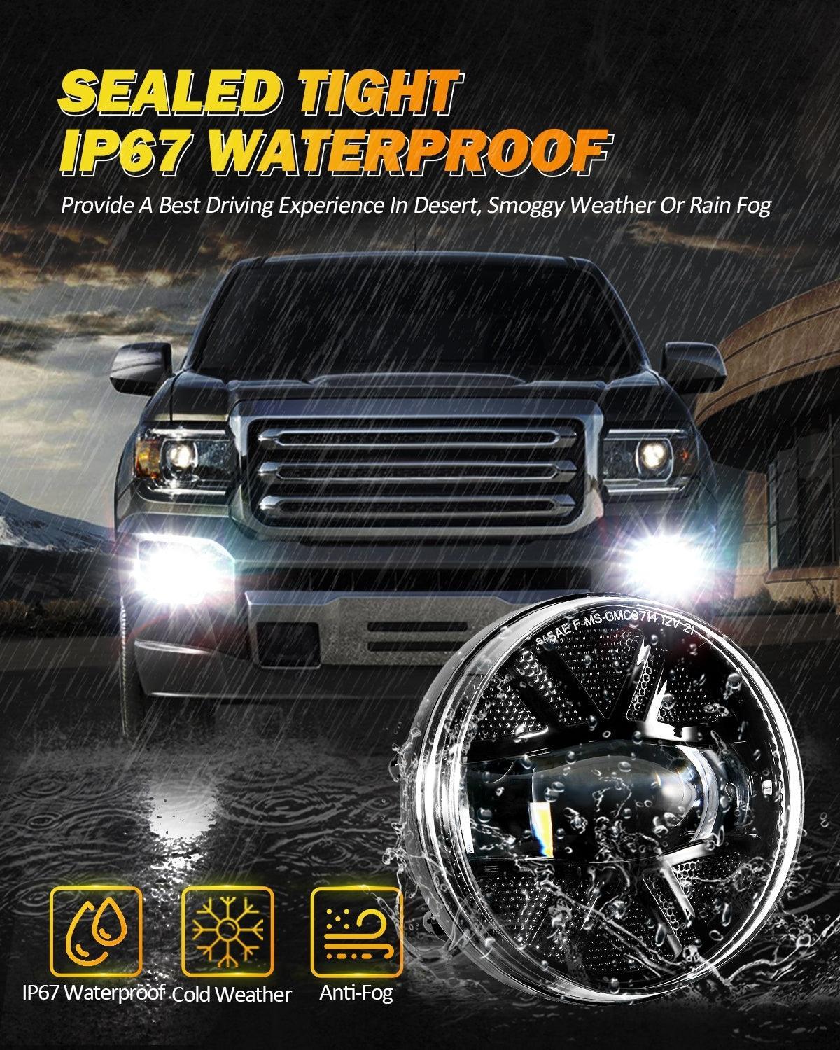 (2pcs/set) 48W LED Fog Lights DOT Approved For 2007-2013 GMC Sierra 1500 / 2007-2014 Sierra 2500HD 3500HD (Black) - Image 5