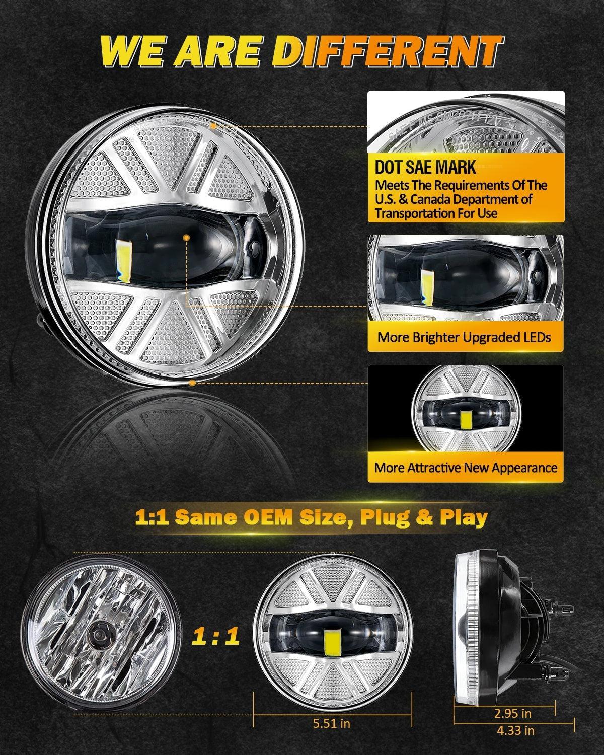 (2pcs/set) 48W LED Fog Lights DOT Approved For 2007-2013 GMC Sierra 1500 / 2007-2014 Sierra 2500HD 3500HD (Chrome) - Image 4