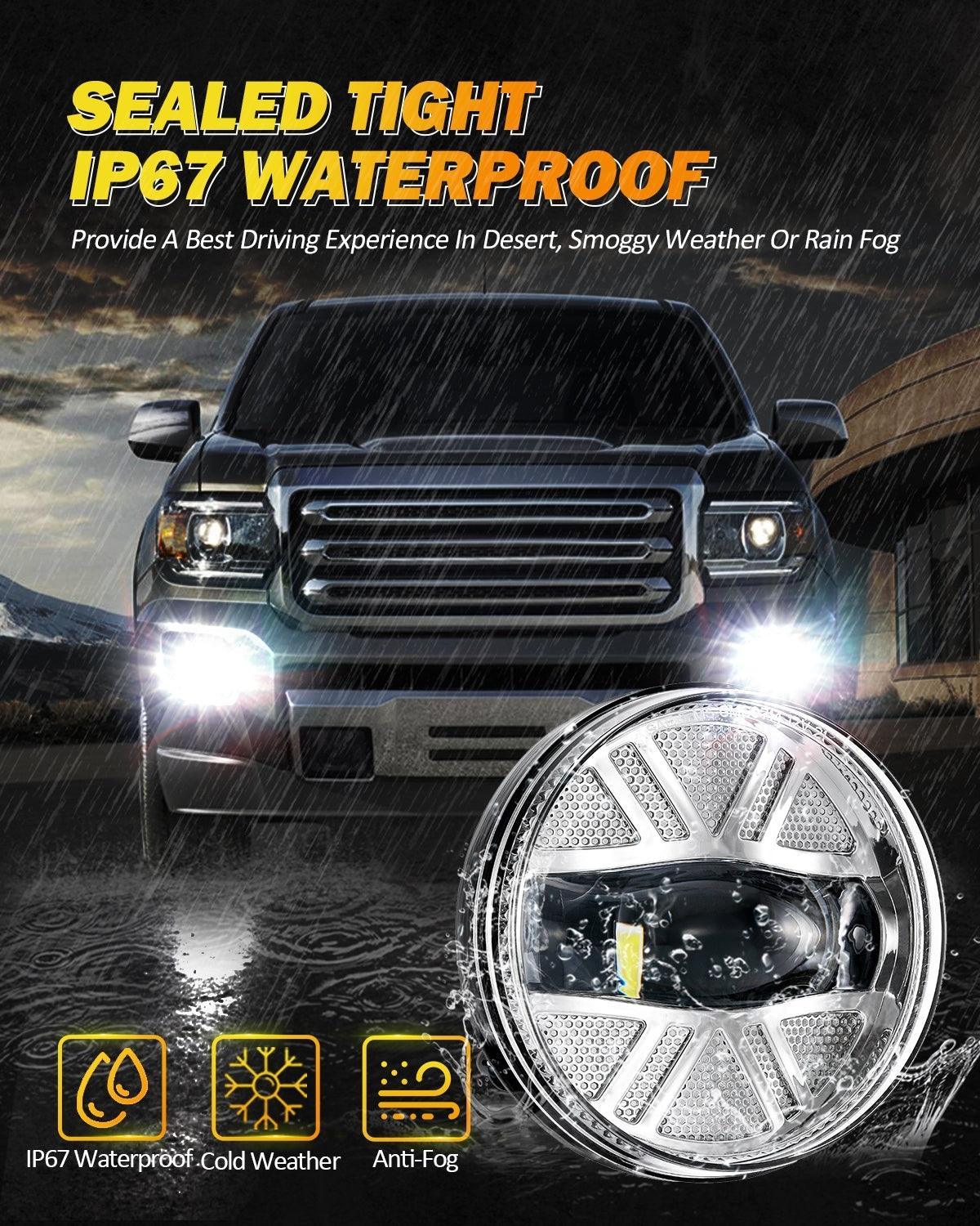 (2pcs/set) 48W LED Fog Lights DOT Approved For 2007-2013 GMC Sierra 1500 / 2007-2014 Sierra 2500HD 3500HD (Chrome) - Image 5