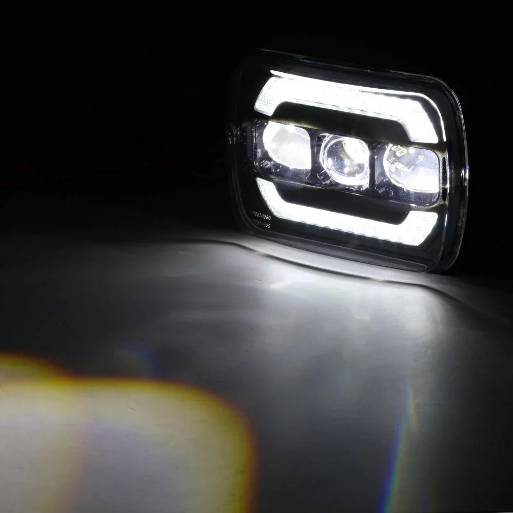 (2pcs/set) 7x6 Inch Sealed Beam LED Headlights with Hi-Lo Beam Yellow Turn Signal White DRL Lamps - Image 7