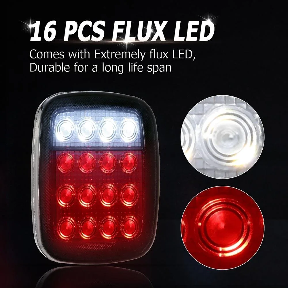 (2pcs/set) Universal Tail Lights 16LEDs for Jeep Wrangler YJ TJ CJ Truck Trailer Boat (Smoked) - Image 3