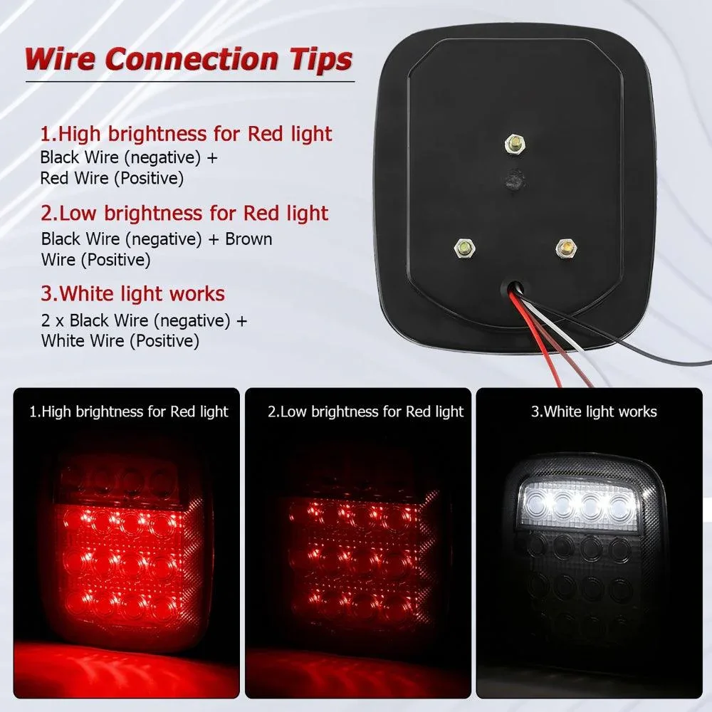 (2pcs/set) Universal Tail Lights 16LEDs for Jeep Wrangler YJ TJ CJ Truck Trailer Boat (Smoked) - Image 4