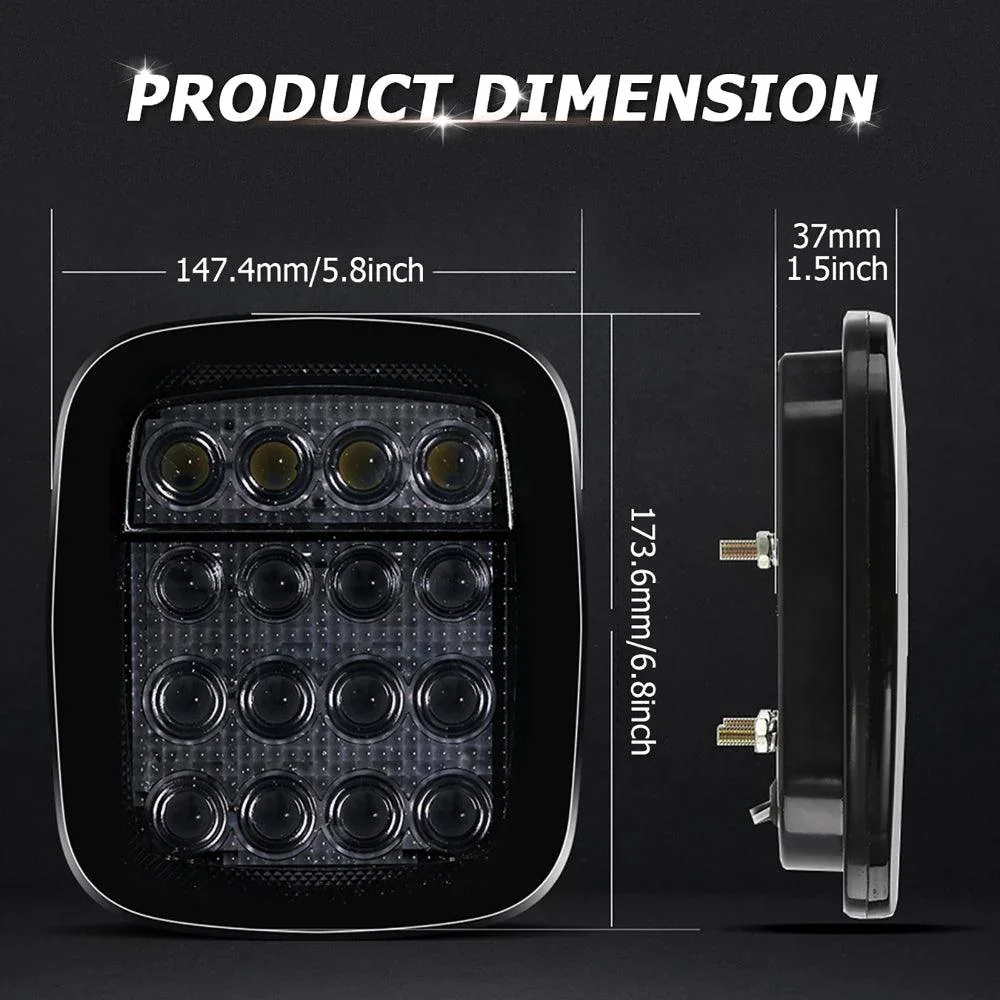 (2pcs/set) Universal Tail Lights 16LEDs for Jeep Wrangler YJ TJ CJ Truck Trailer Boat (Smoked) - Image 9