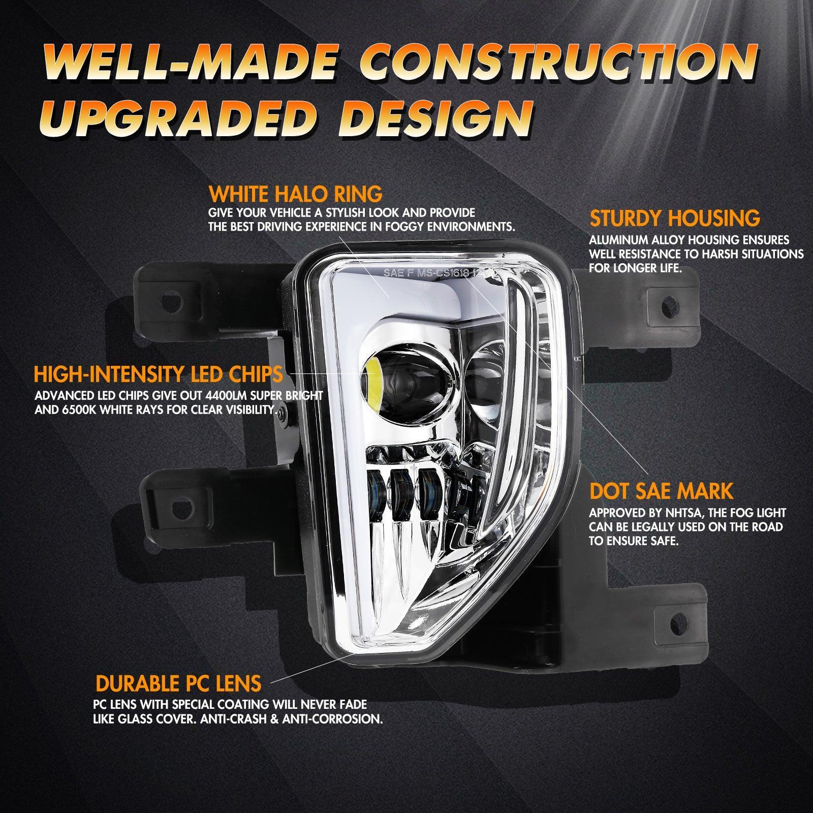 (2pcs/set) 45W DOT Approved LED Fog Lights with DRL for 2016-2018 Chevy Silverado 1500 (Chrome) - Image 3