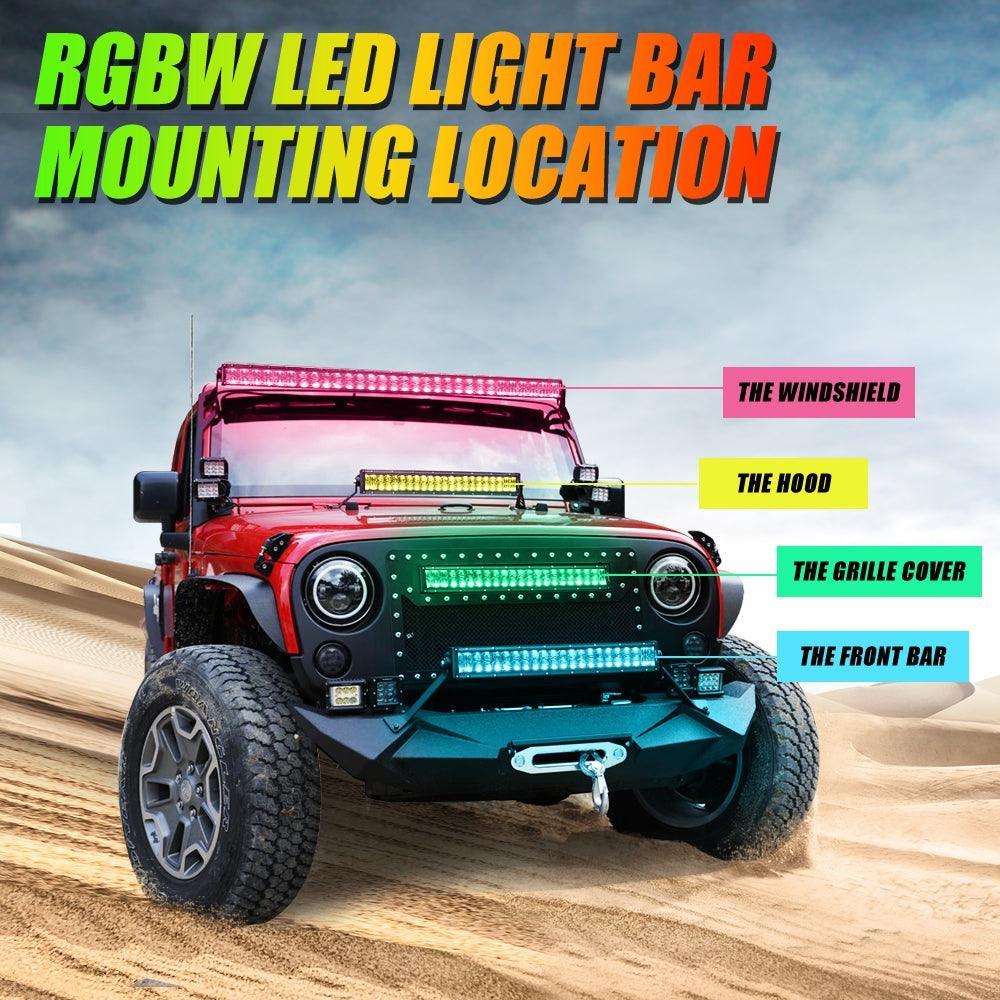 New 42 Inch V-PRO Series Straight RGBW Color Changing Off Road Led Light Bar - Image 8
