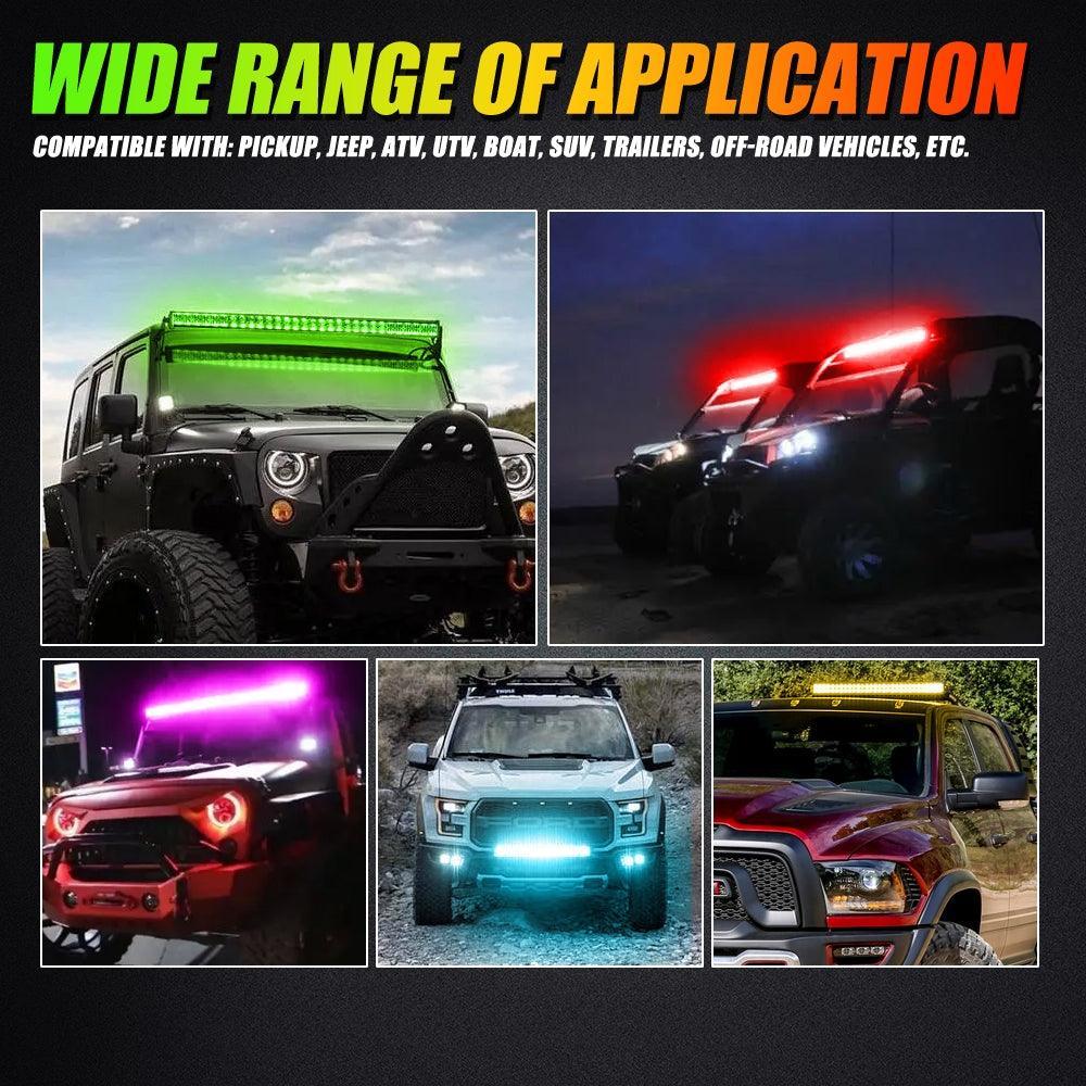New 42 Inch V-PRO Series Straight RGBW Color Changing Off Road Led Light Bar - Image 9