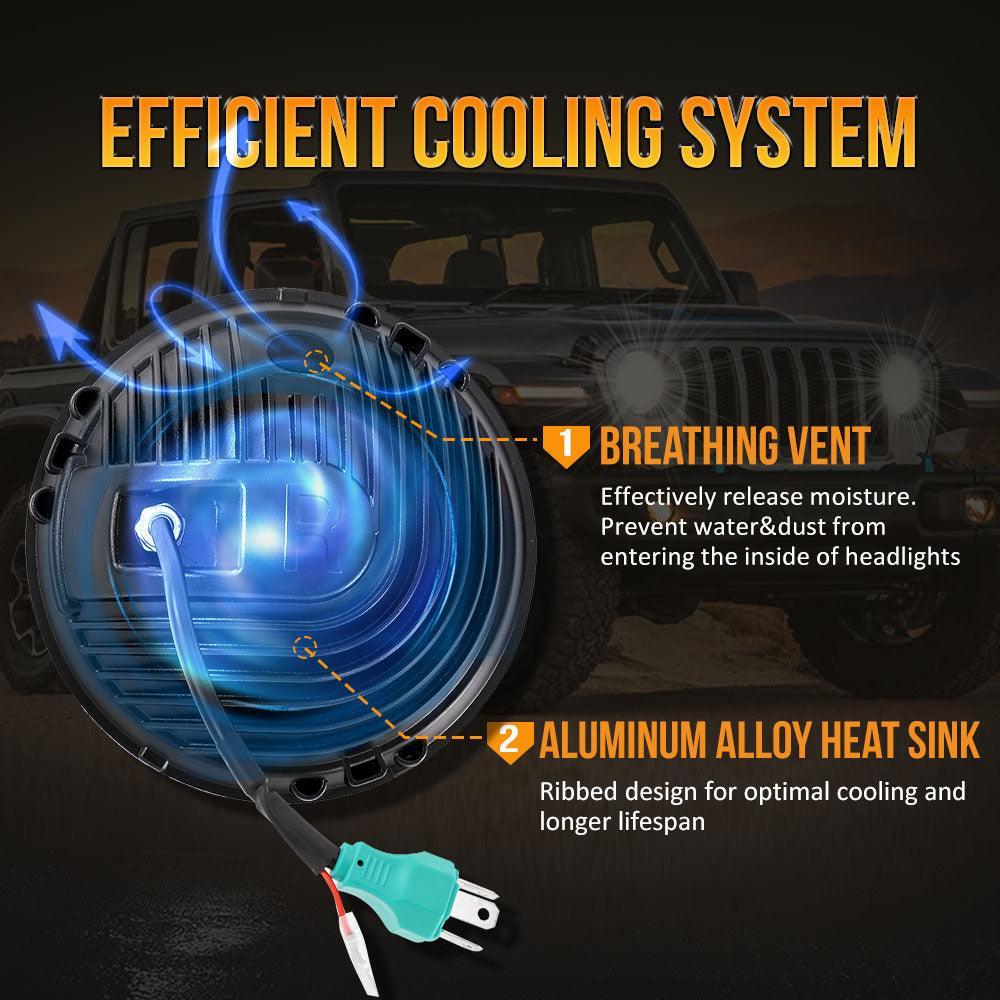 (2pcs/set) 7 Inch 90W DOT Approved LED Headlights with Halo Ring DRL & High Low Beam for Jeep Wrangler JK TJ LJ CJ - Image 7
