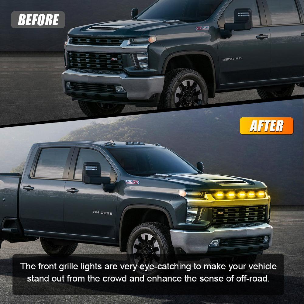 (5pcs/set)  LED Front Grille Lights Raptor Style Amber Light Universal Car Modification - Image 3