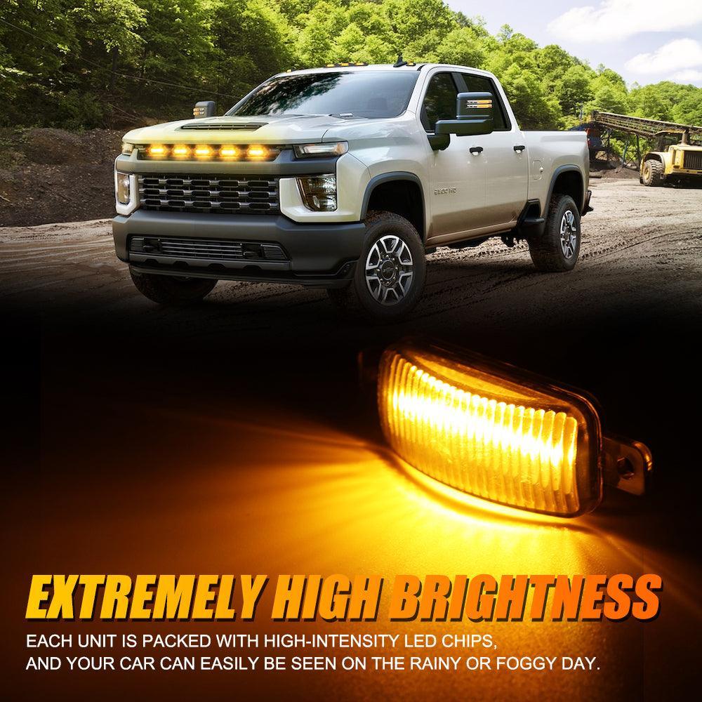 (5pcs/set)  LED Front Grille Lights Raptor Style Amber Light Universal Car Modification - Image 4