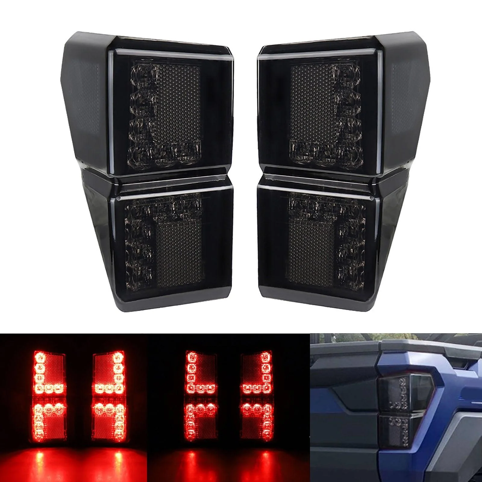 (2pcs/set) Smoked LED Tail Lights Rear Brake Stop Running Lamp for Polaris Ranger 1000 Models 2018 2019 2020 2021 2022, Replace OEM #2413766 - Image 8