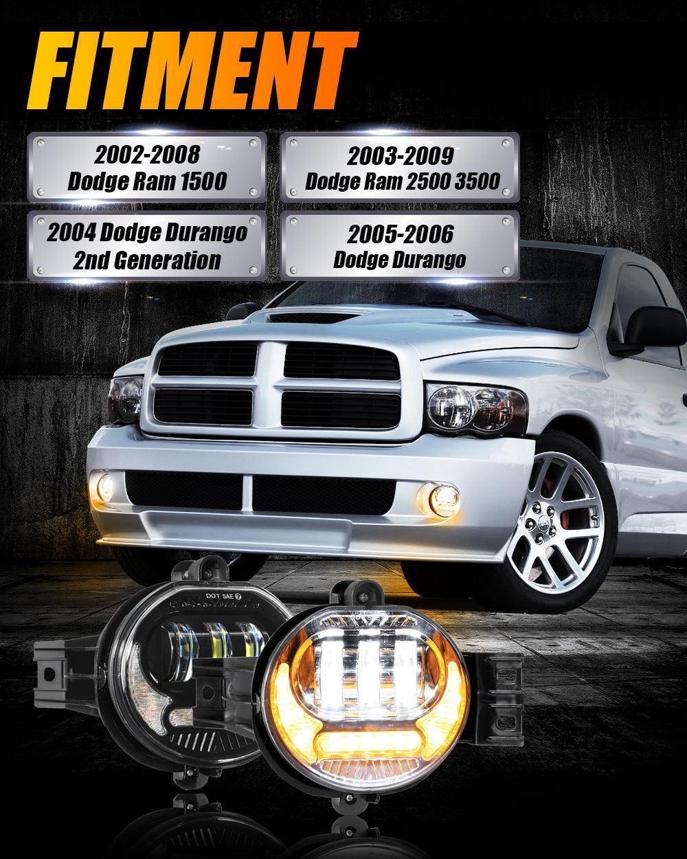(2pcs/set) LED Fog Light Assembly w/ DRL+ Turn Signal Light for Dodge Ram 1500 2002-2008, Dodge Ram 2500/3500 2003-2009(Black) - Image 3