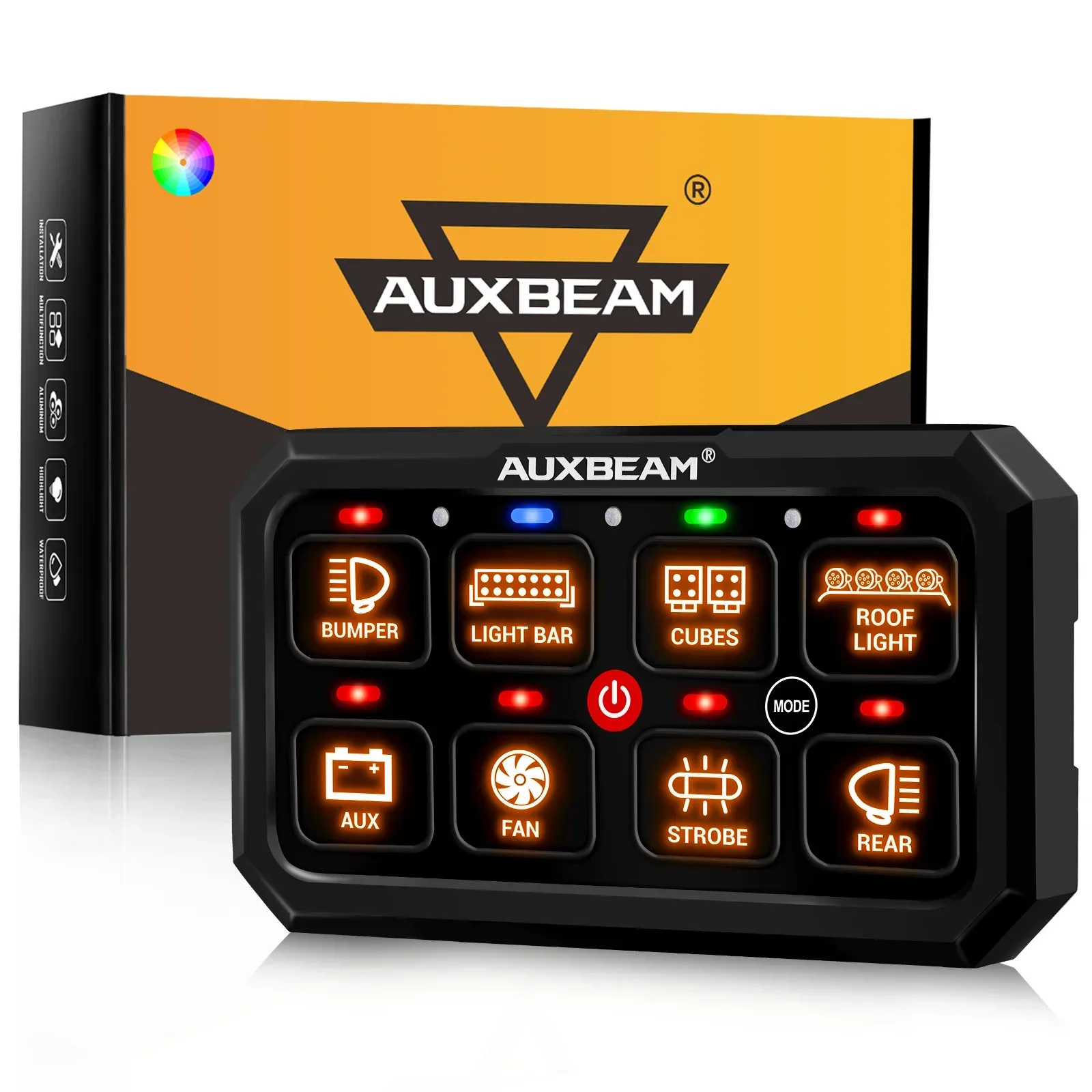 RGB Series 8 Gang (RB80 XL) Switch Panel without APP, Toggle/ Momentary/ Pulsed Mode Supported (Two-Sided Outlet)