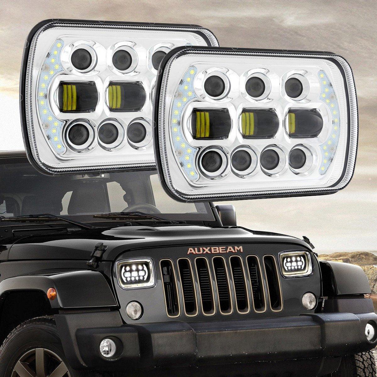 (2pcs/set) 130W 7x6 LED Headlight with DRL for Jeep Wrangler YJ XJ MJ/ Ford/ Savana/  Trucks (Black/Chrome) - Image 9