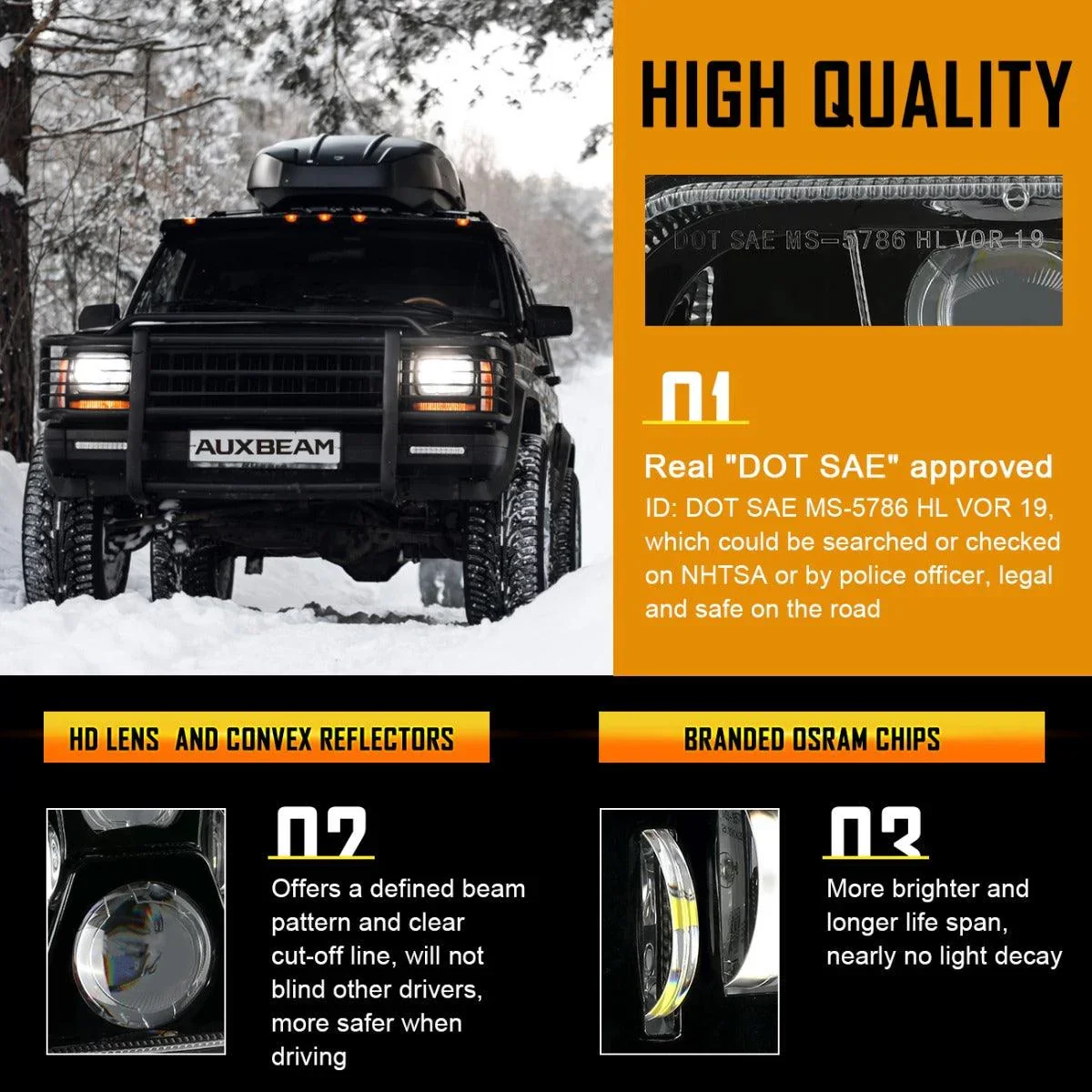 (2pcs/set) 110W 7x6 LED light Headlights for Jeep XJ YJ MJ - Image 3