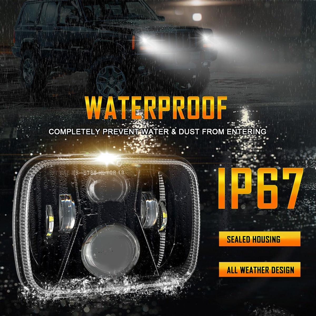 (2pcs/set) 110W 7x6 LED light Headlights for Jeep XJ YJ MJ - Image 4