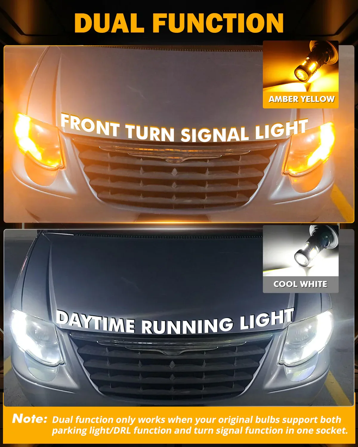 (2pcs/set) White&Amber Switchback Bake/Reverse/Tail Light LED Bulbs with Canbus-Decode - Image 7