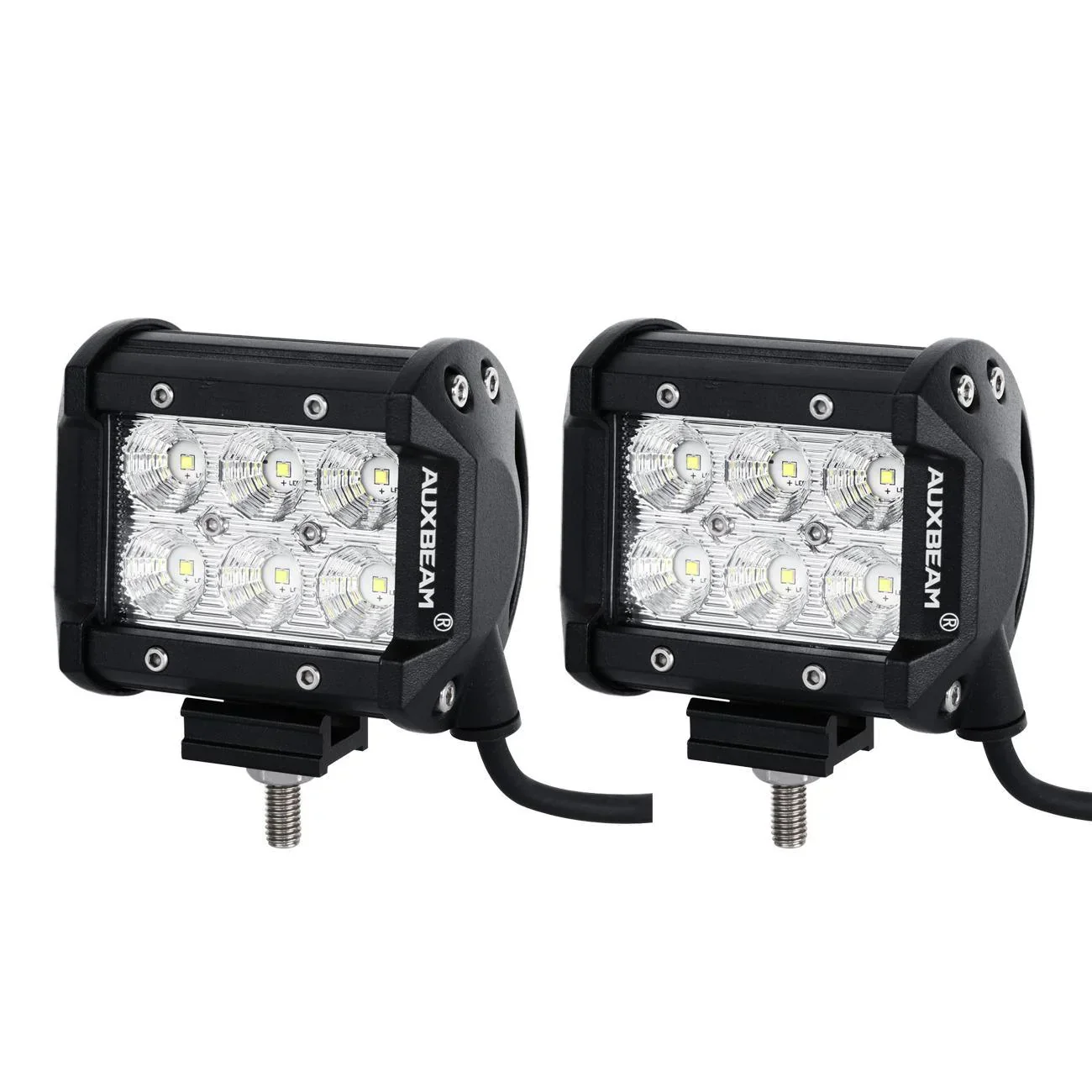 4 inch Classic-SM Series Dual Row LED PODS White Flood Beam with Wiring Harness for SUV ATV UTV Trucks Pickup Boat - Image 3