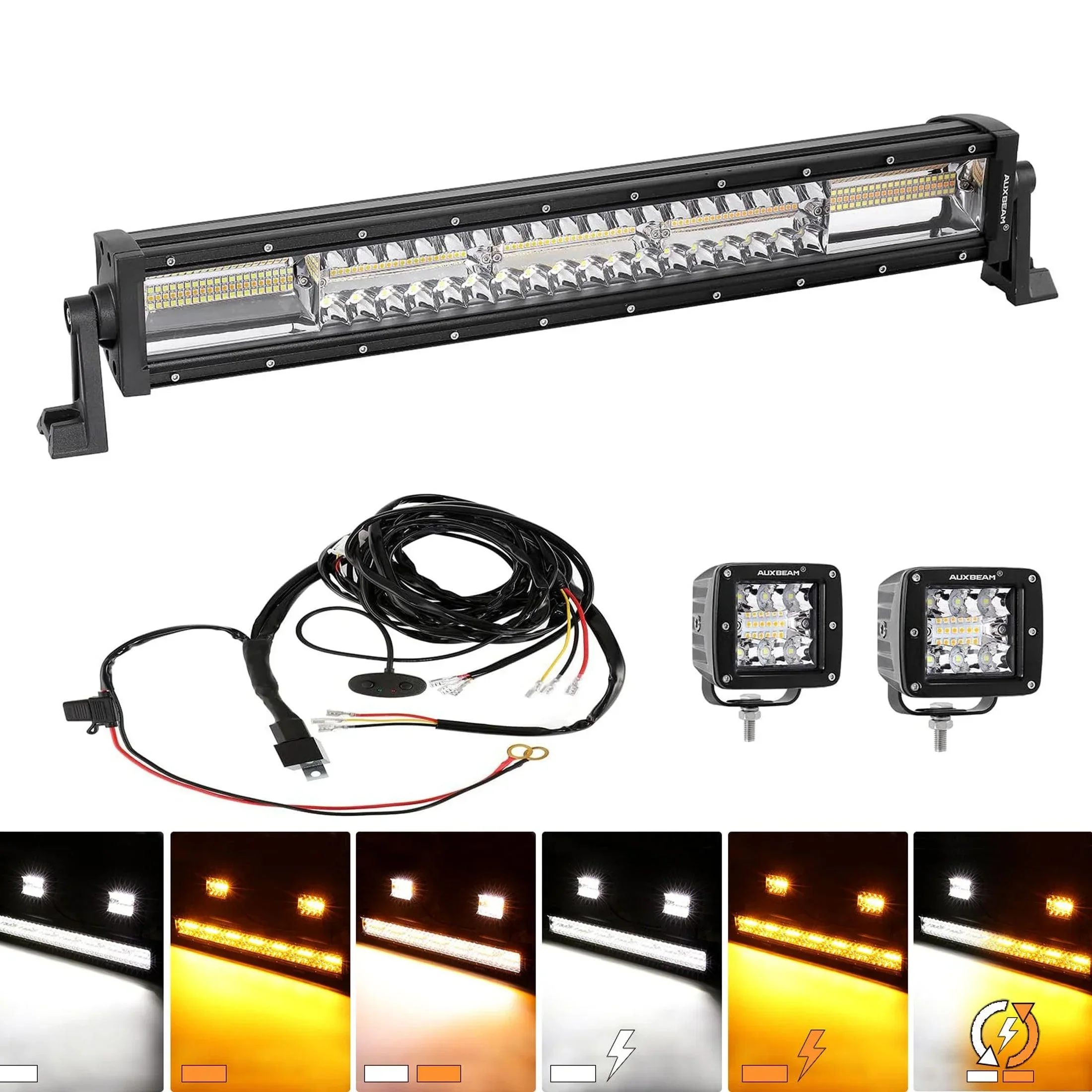 6 Modes Series 3 Inch/4Inch/7Inch/12Inch/20Inch White&Amber LED Light Bar - Image 26