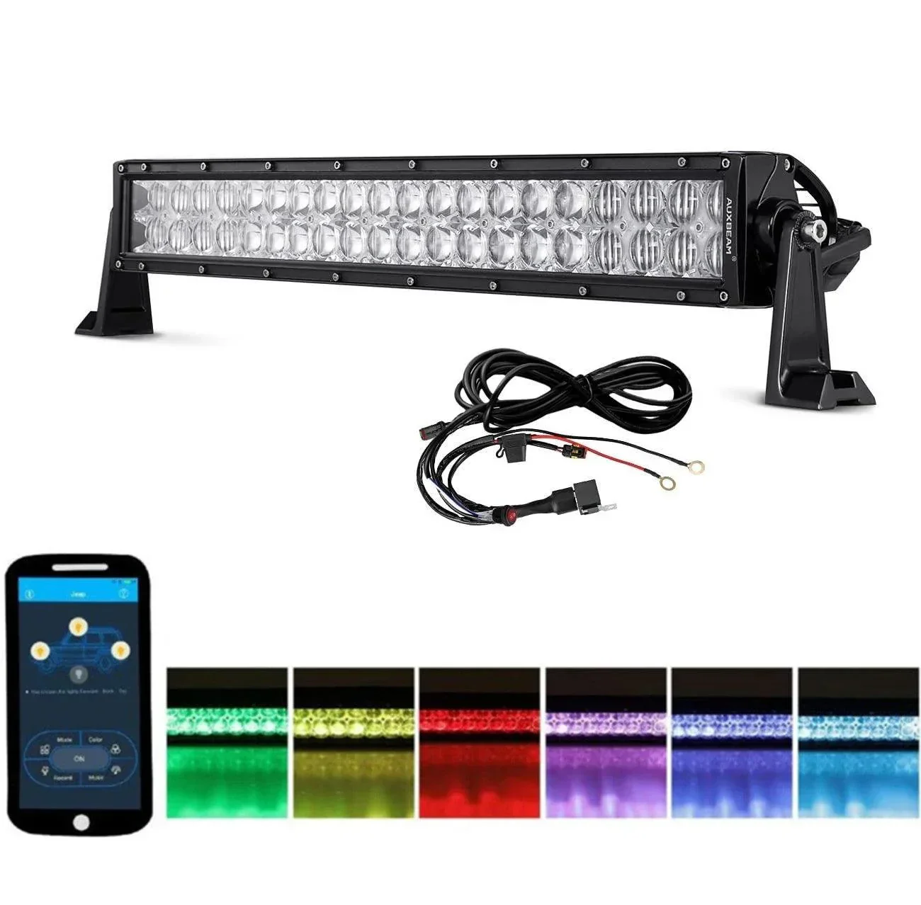 22"/32"/42" V-Series RGB Straight/Curved 5D lens Combo Beam Double Row LED Light Bar for SUV ATV UTV Trucks Pickup Boat - Image 16