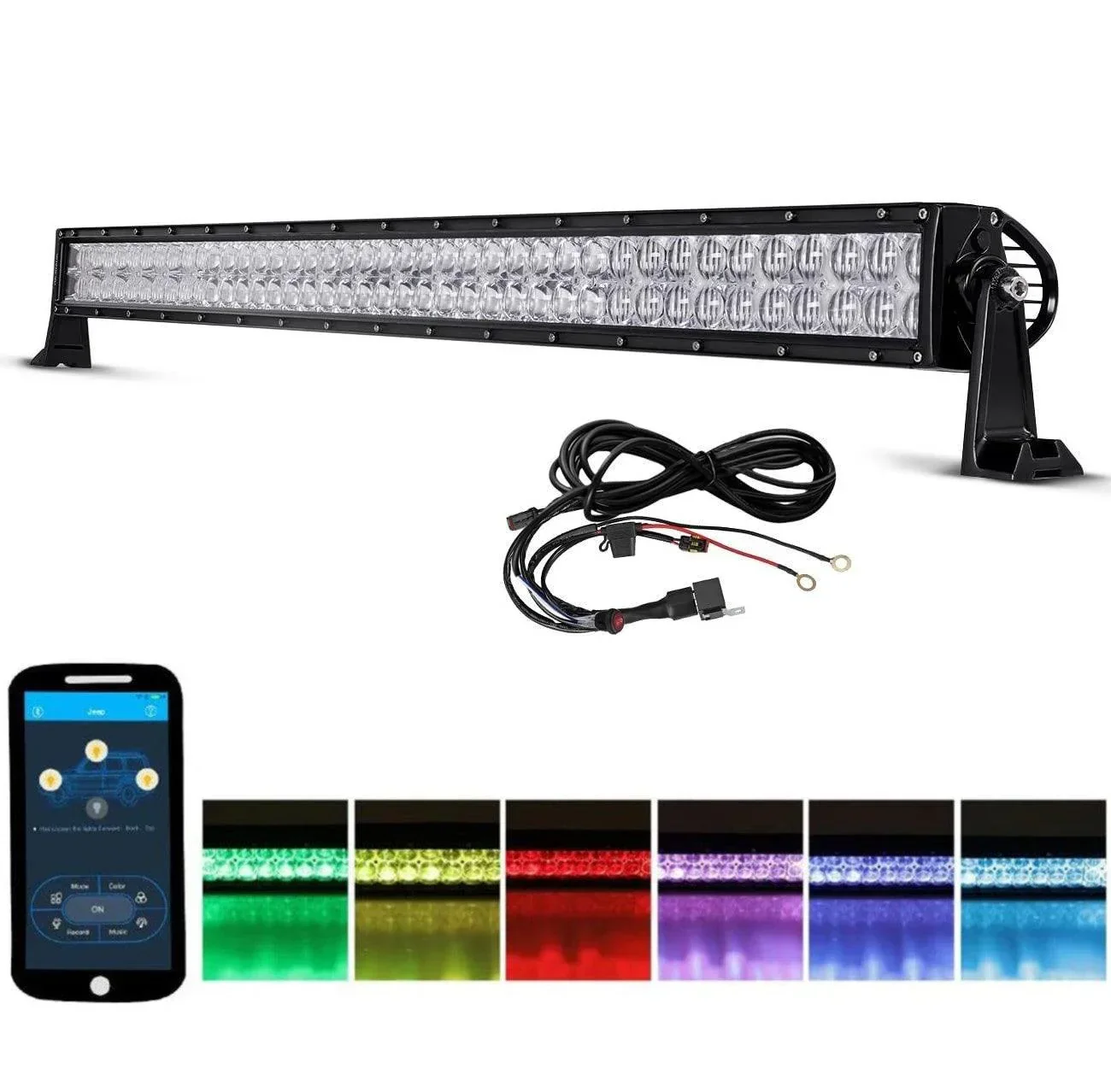 22"/32"/42" V-Series RGB Straight/Curved 5D lens Combo Beam Double Row LED Light Bar for SUV ATV UTV Trucks Pickup Boat - Image 19