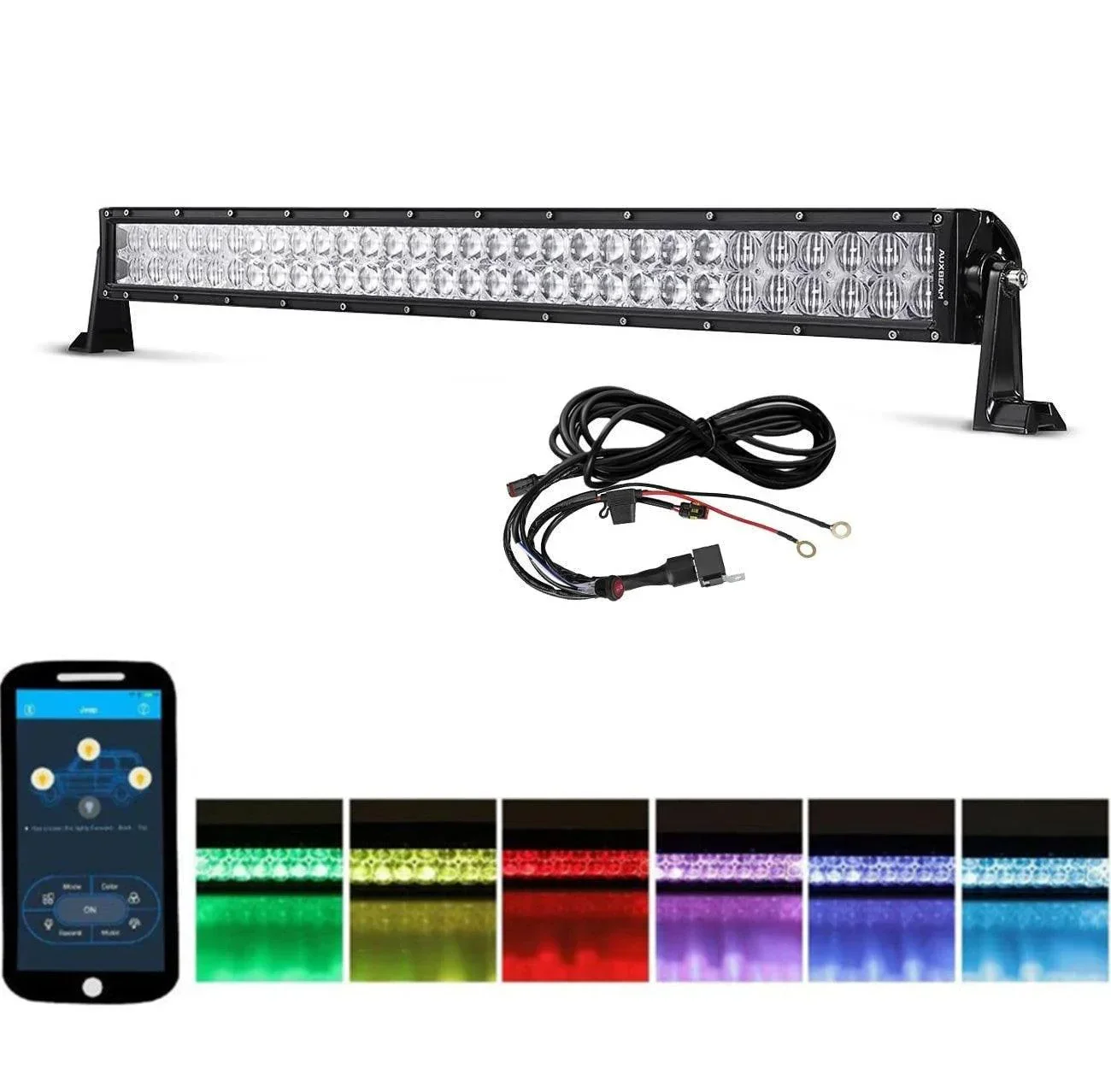 22"/32"/42" V-Series RGB Straight/Curved 5D lens Combo Beam Double Row LED Light Bar for SUV ATV UTV Trucks Pickup Boat - Image 21