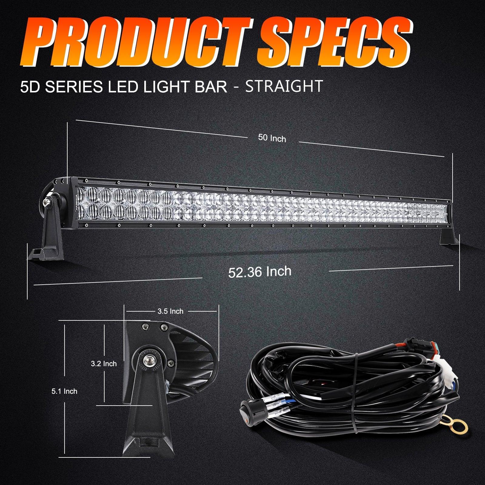 50 inch 5D Series Straight/Curved Combo Beam Double Row LED Light Bar for SUV ATV UTV Trucks Pickup Boat - Image 4
