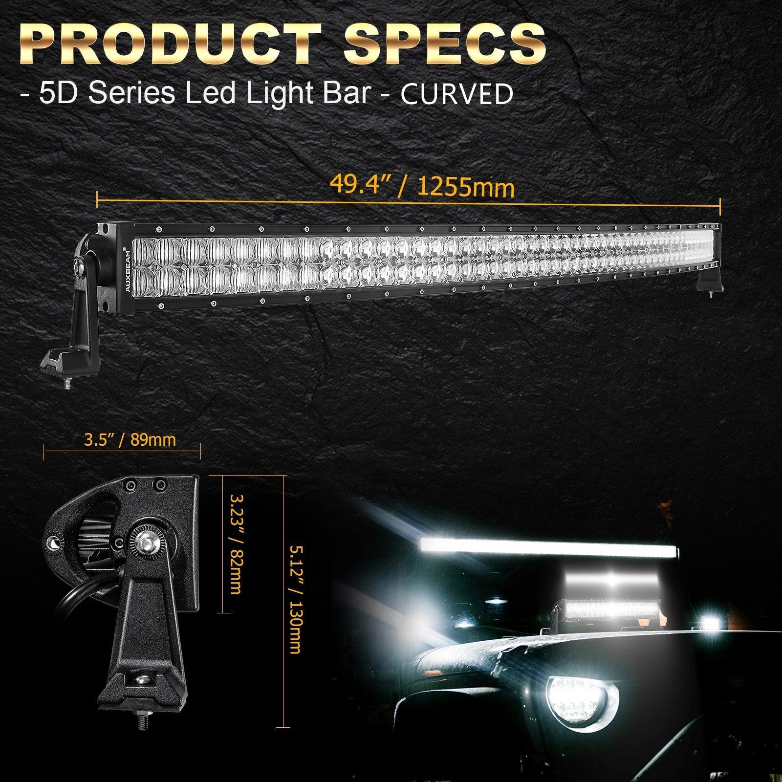 50 inch 5D Series Straight/Curved Combo Beam Double Row LED Light Bar for SUV ATV UTV Trucks Pickup Boat - Image 6